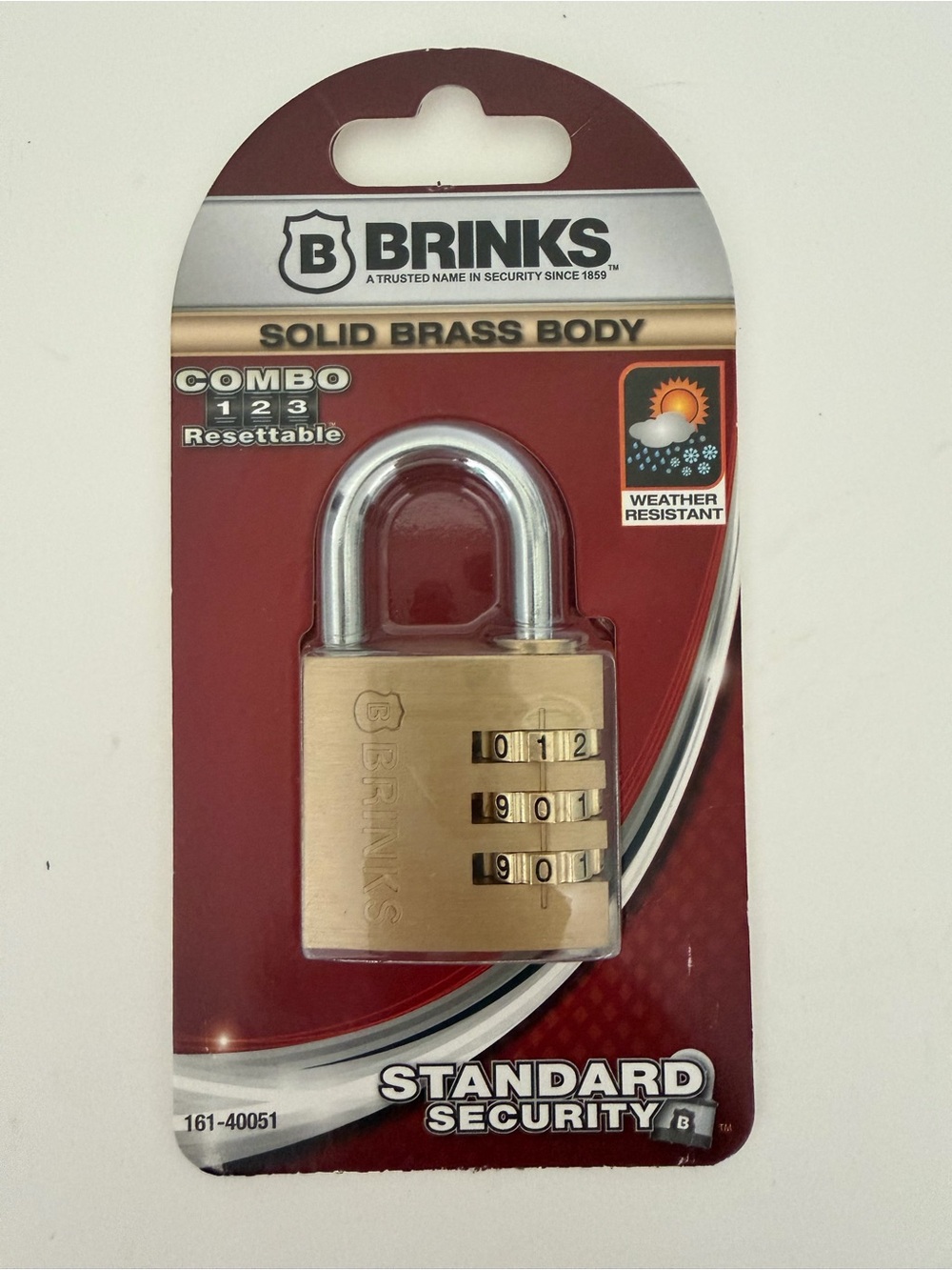 Brinks Brass Combo Padlock with Chrome Shackle - Brass/Chrome